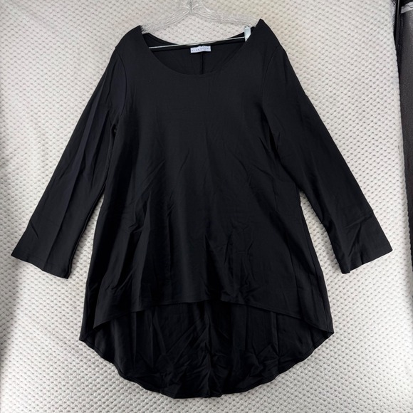 Bryn Walker Black Tunic Top Minimalist Long Sleeve High Low Hem Women's Large - Picture 1 of 8